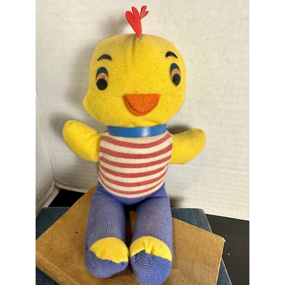 Vintage 11" Chicken Plush Fiesta Concessions Rooster Striped Shirt Blue Pants - Picture 5 of 5